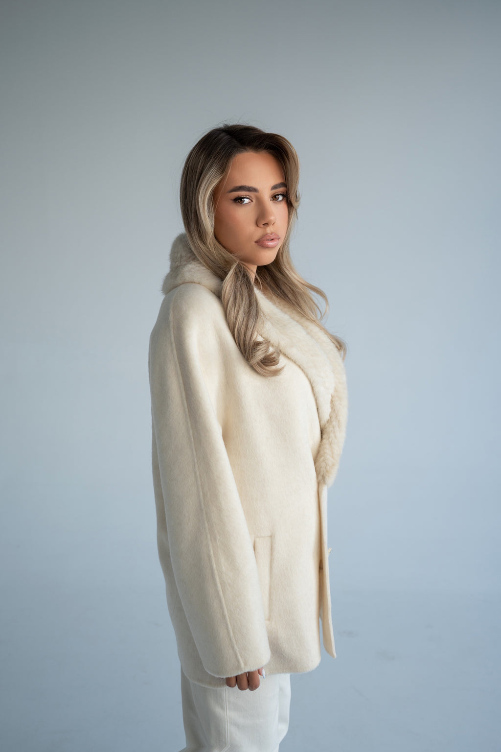 Mink Fur Collar Coat