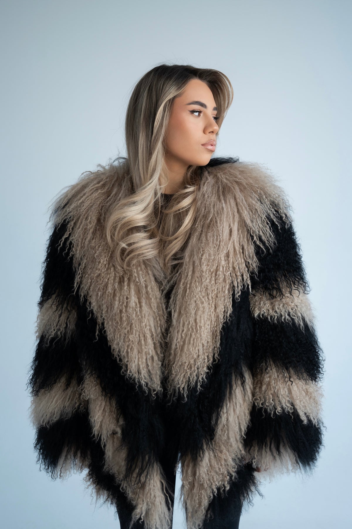 Two-Tone Mongolian Fur Coat