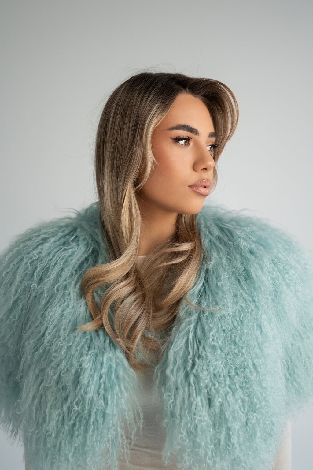 Mongolian Mint Fur Cape