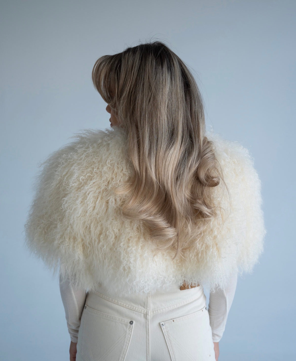 Mongolian White Fur Cape