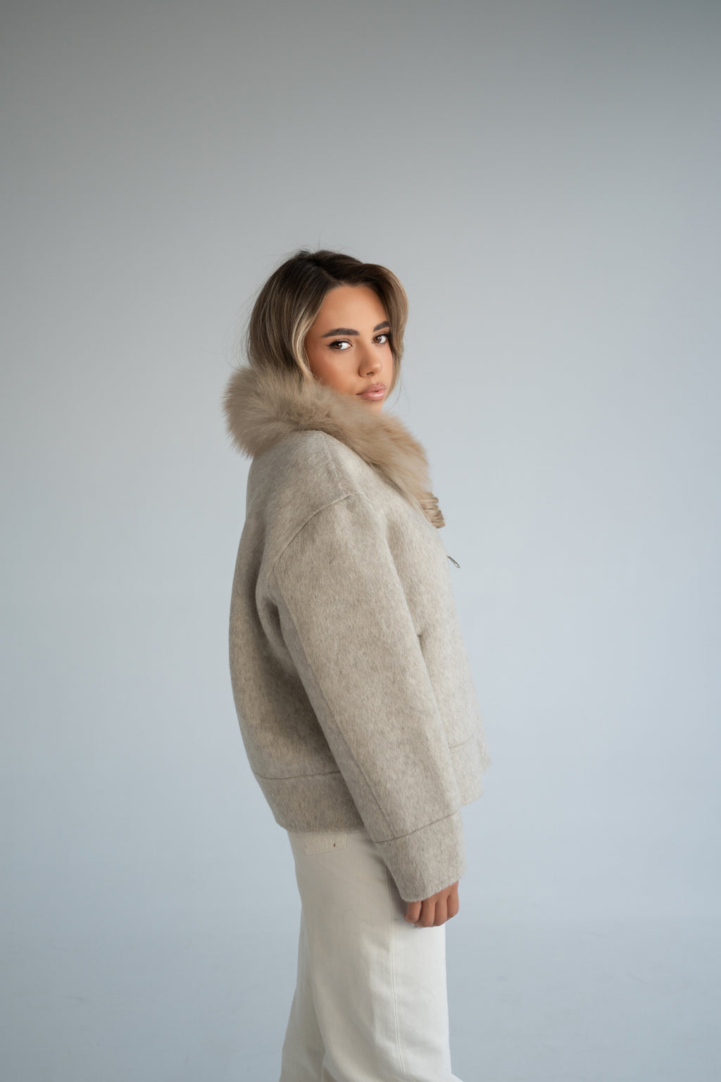 Fox Fur Coat in Gray