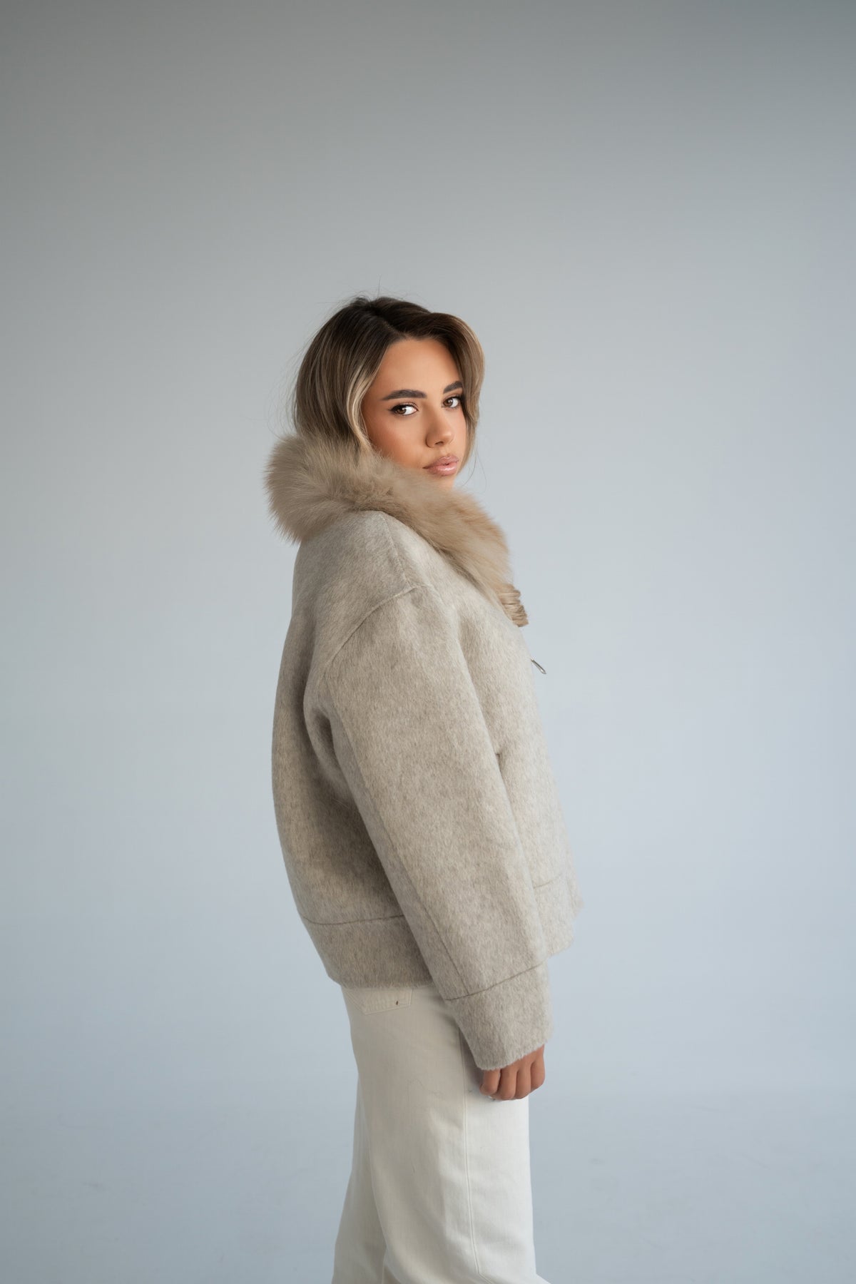 Fox Fur Coat in Gray