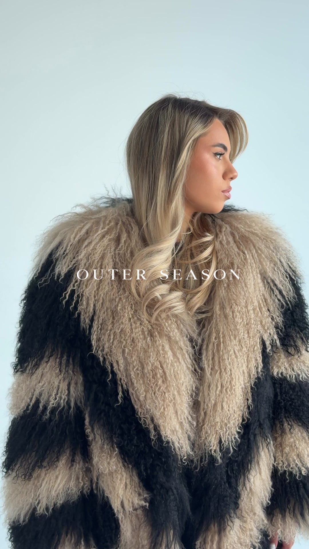 Two-Tone Mongolian Fur Coat