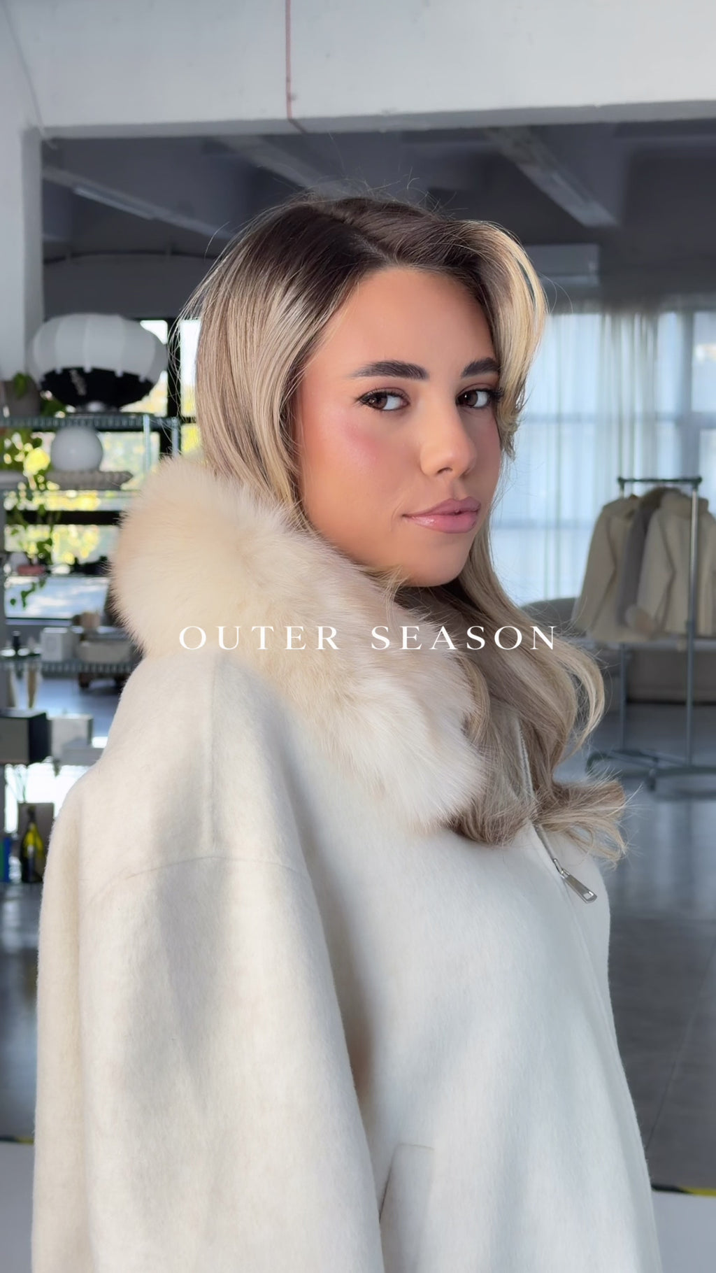 Fox Fur Coat in Beige